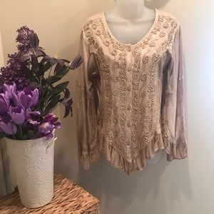 Vintage Looking Gold long sleeves top OS